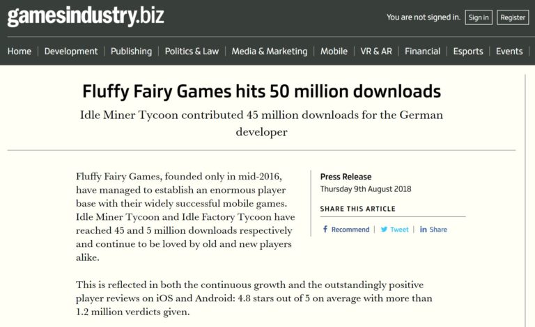 Fluffy Fairy Games hits 50 million downloads